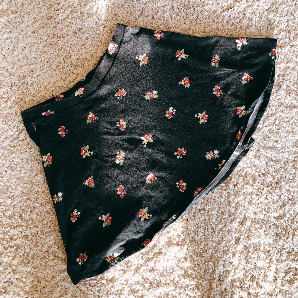 floral black skater skirt